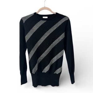 Nike Golf Women's Wool Blend Black Silver Sparkle Crewneck Sweater Small